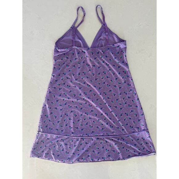 Y2K Victorias Secret Slip Dress Size M Purple Ditzy Floral Babydoll Fairy - Picture 6 of 12